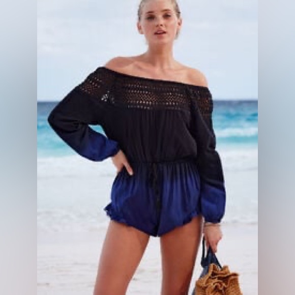 Victoria’s Secret Ombre Boho Romper Size Small Off The Shoulder Beach Coverup - Picture 2 of 6